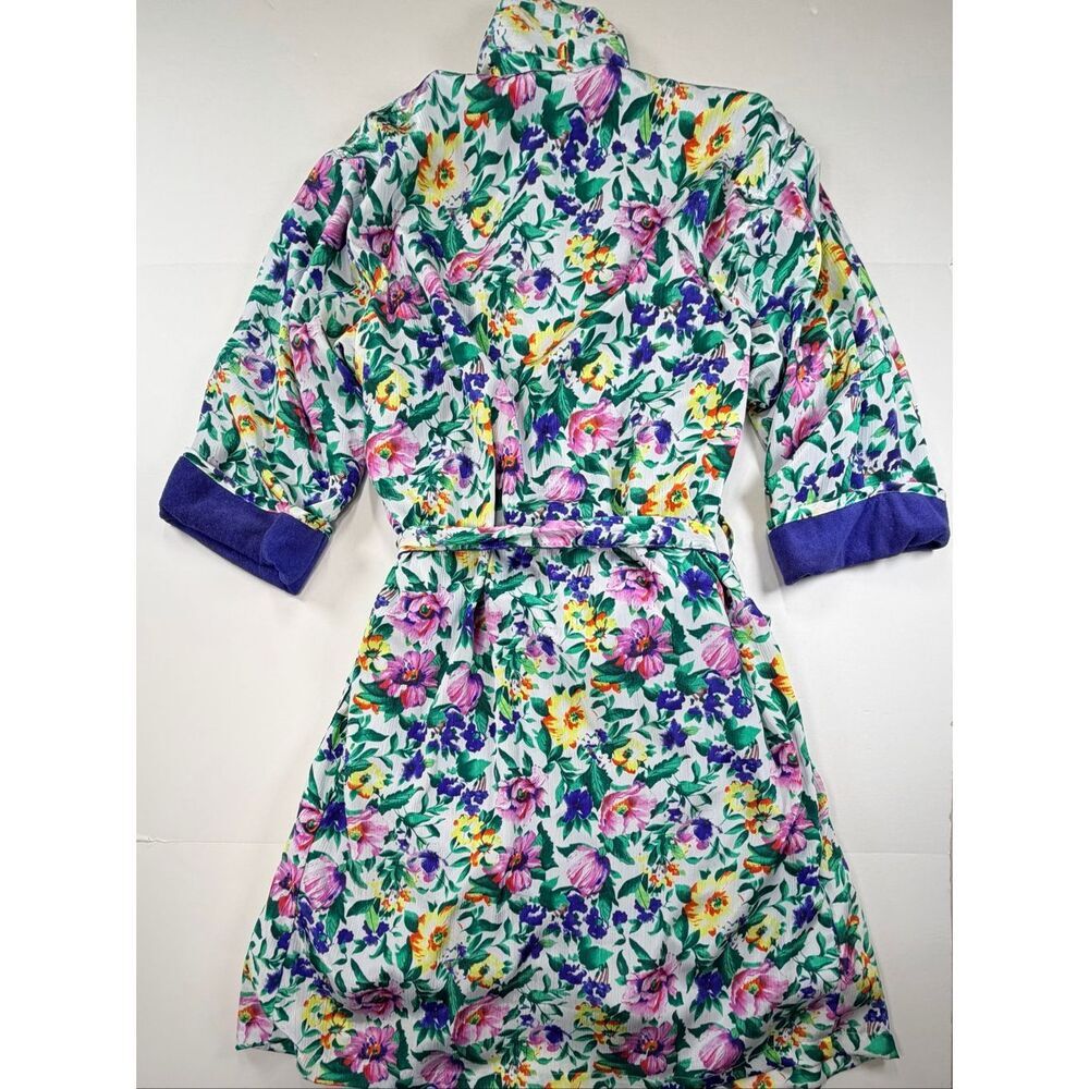 NWT Vintage Gold Label Victoria’s Secret Floral Bathrobe Lined Belted w Pockets - Picture 6 of 8